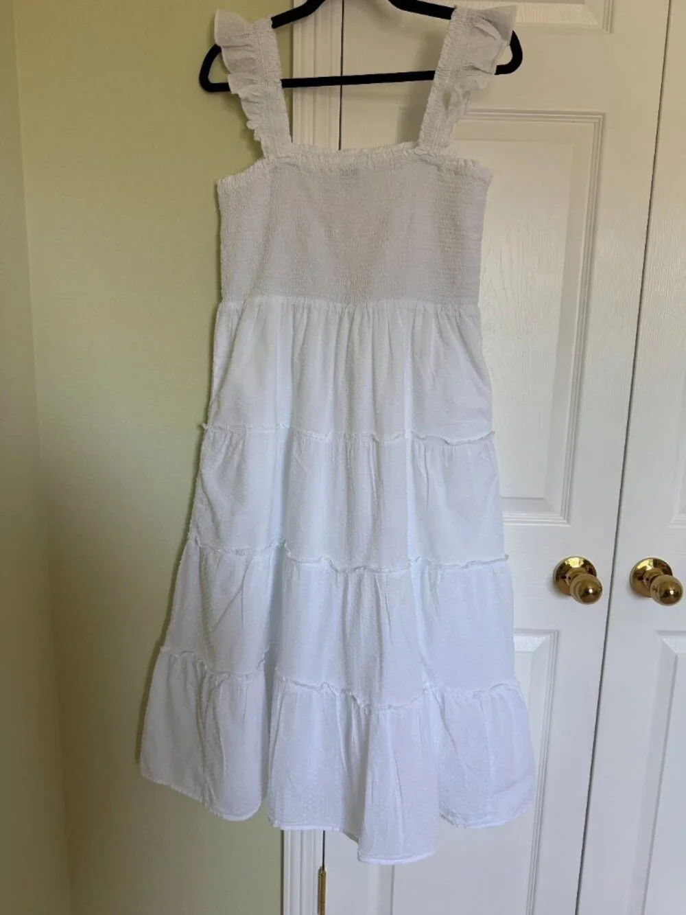 J.Crew White Midi Dress | Ruffle Straps | Size M